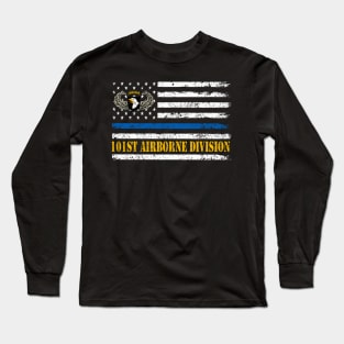 Proud 101st Airborne Division Veteran American Flag Mens Long Sleeve T-Shirt